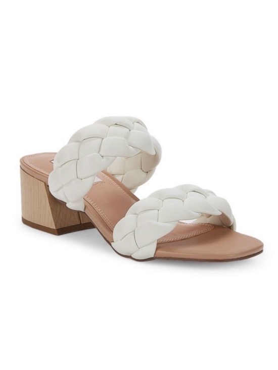 Seven7 Shoes - Steven by Steve Madden White Braided Block Heel Mules